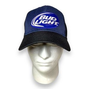 Bud Light Mens Mesh Snapback Baseball Cap, Blue/Black, OSFA